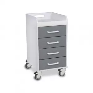 TrippNT 51088 Metallic Silver Compact 4 Drawer Locking Cart