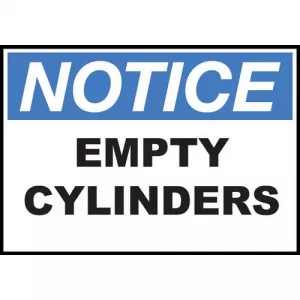 Zing Green Products 10100A Safety Sign, "Notice Empty Cylinders"