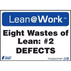 Zing Green Products 2167 Lean@Work "Eight Wastes Defects" Sign
