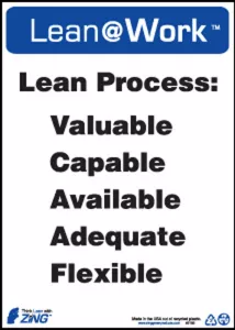 Zing Green Products 2185 Lean@Work "Lean Process" Plastic Sign