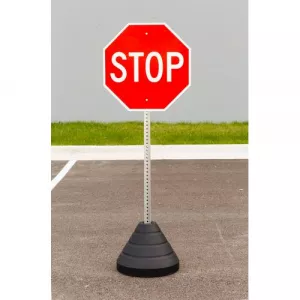 Zing Green Products 7448 Zign Stop Sign Kit Bundle, with Base and Post, 24" x 24", Aluminum