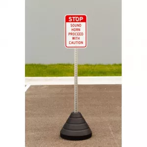 Zing Green Products 7452 Zing "Stop, Sound Horn Proceed w/Caution" Sign Kit Bundle, w/Base & Post